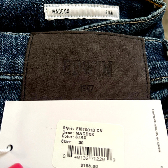 Edwin Denim Maddox Slim Men's Jeans in Stax - Size 30 33" Inseam - $158 - Picture 3 of 8